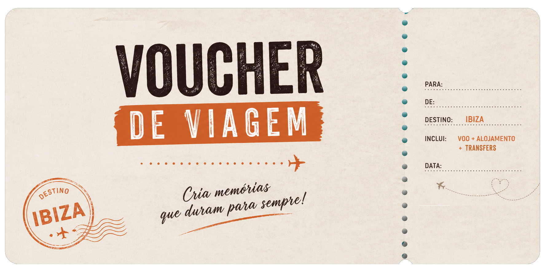 Voucher de viagem para Ibiza